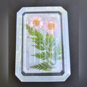 Lilac Resin Flower and Glitter Soap Dish