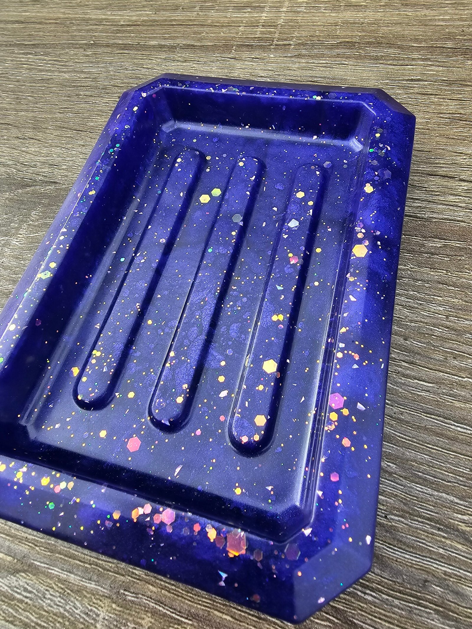 Resin Mica & Glitter Soap Tray, Dark Purple - Image 2