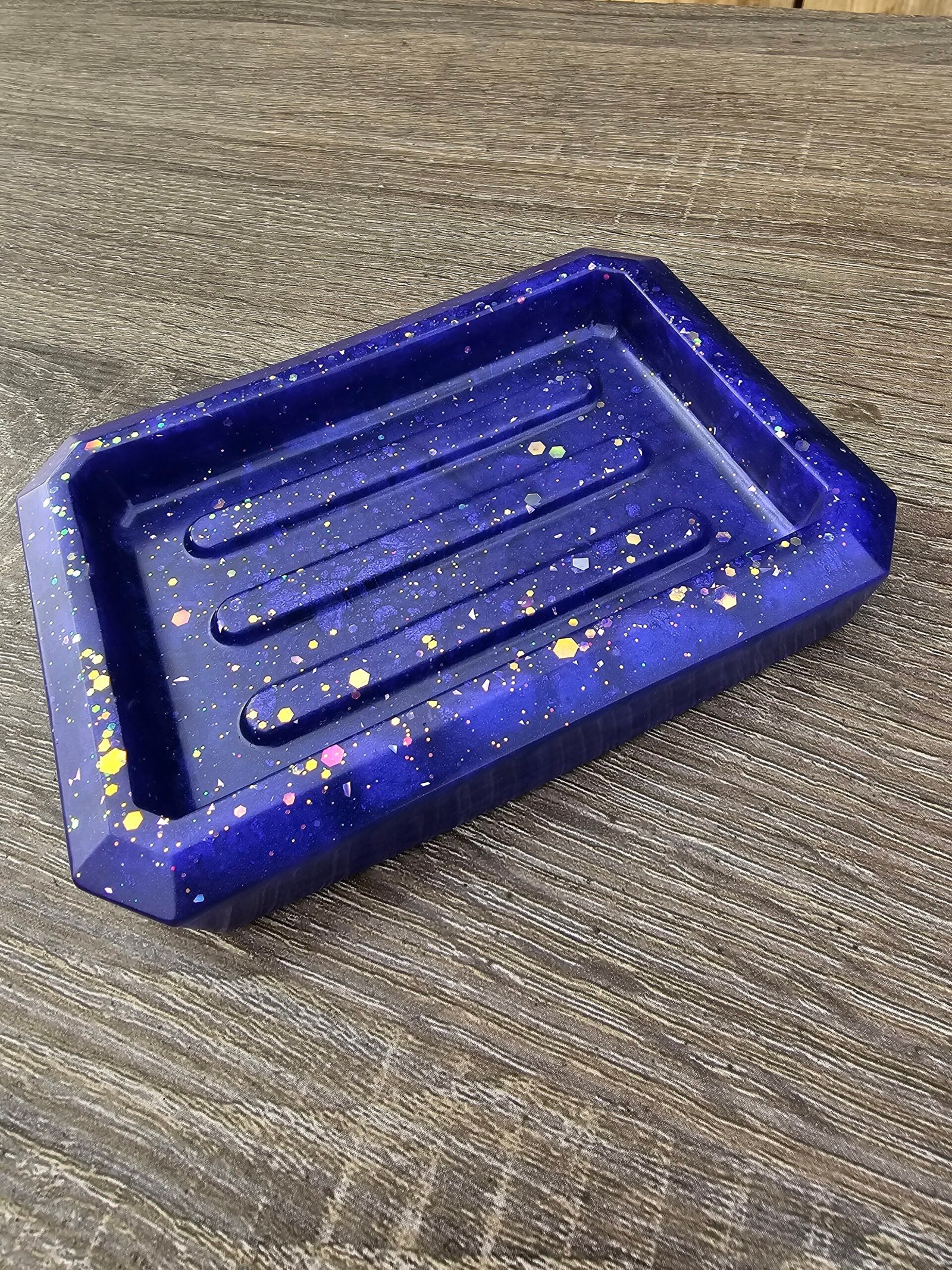 Resin Mica & Glitter Soap Tray, Dark Purple - Image 3