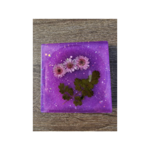 Resin Flower and Resin Soap Dish, Purple Mums